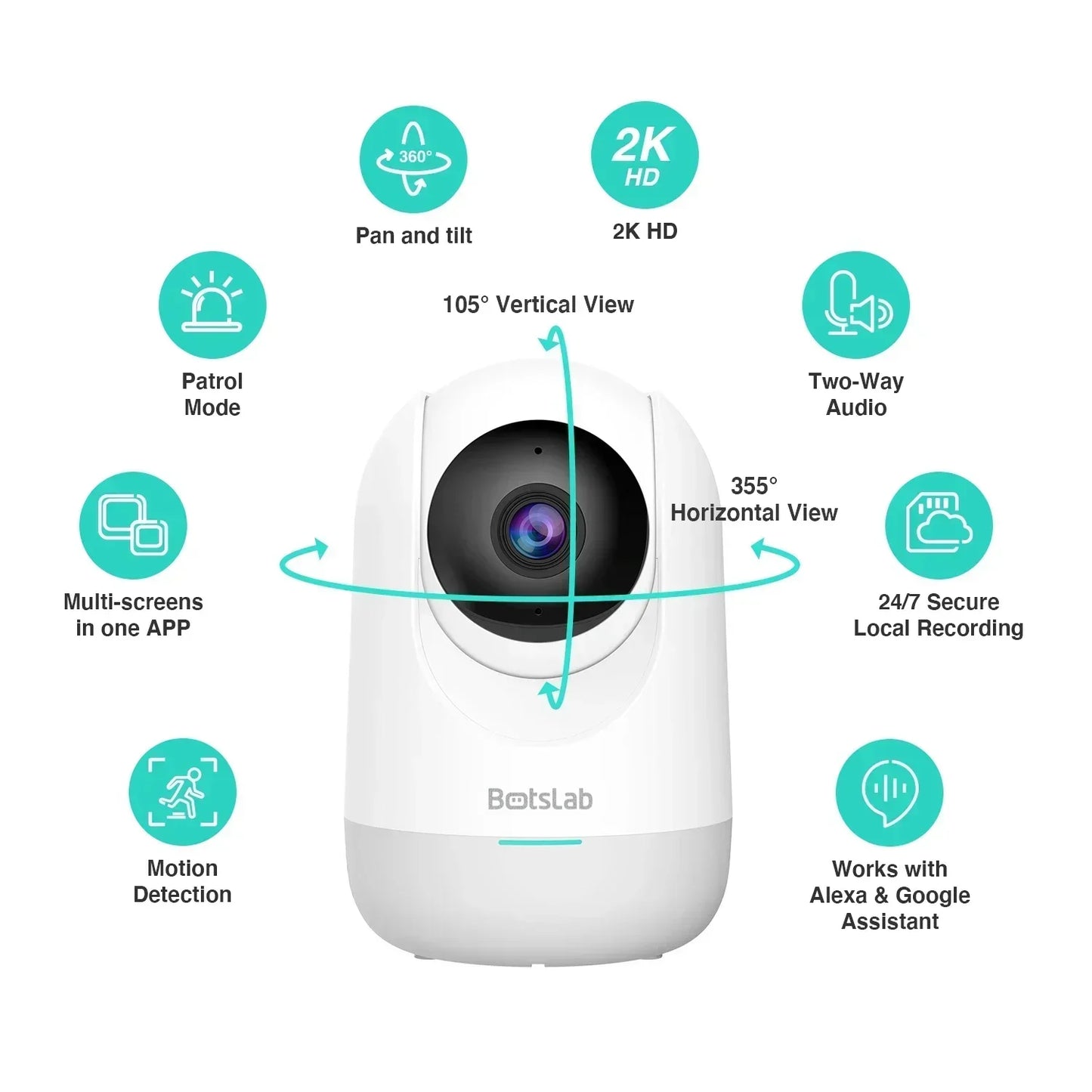 2PCS 3MP Security Pet Protection Smart Home Cam 2K AI Human Detection/Night Vision