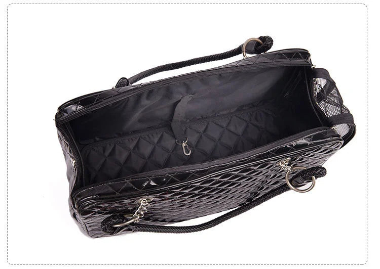 Designer, quilted white/black carrier