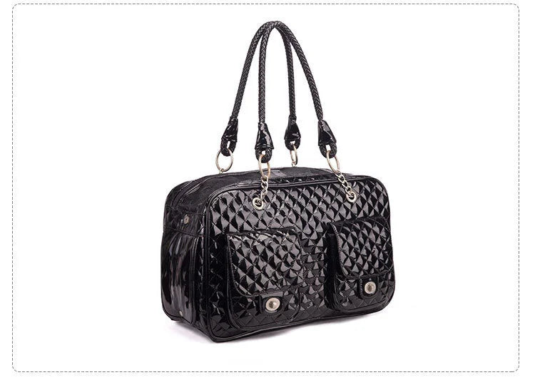 Designer, quilted white/black carrier