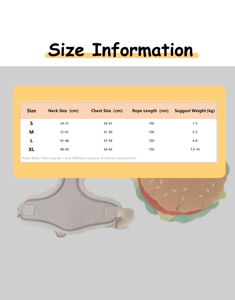Hamburger Bag Dog Harness